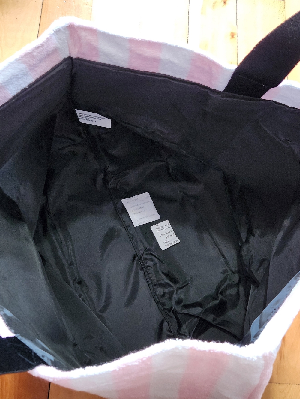 NWT Victoria's Secret Angel Essentials Terry Tote Bag - Pink & White Stripes - Picture 6 of 13